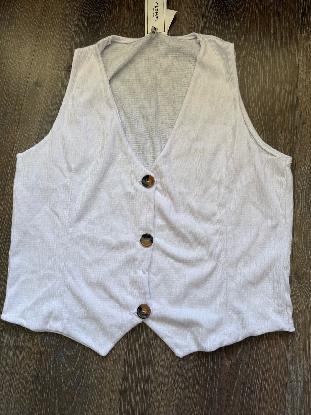 Caramel Lavender V-Neck Button Front Vest